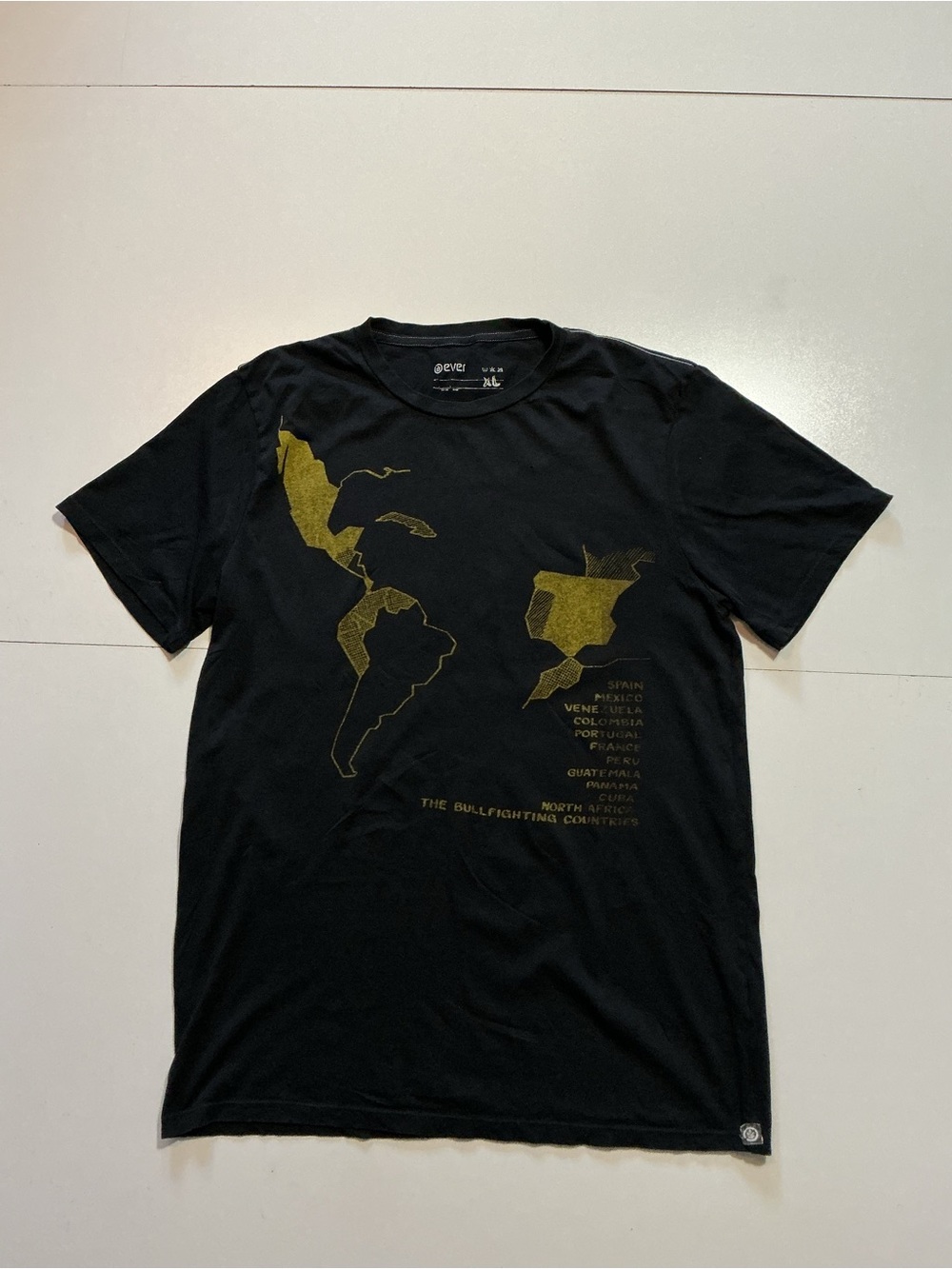 Ever Brand Clothing The Bullfighting Countries Map Graphic Black S/S T-Shirt